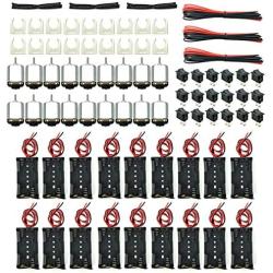 EUDAX 18 Set DC Motors Kit,Mini Electric 1.5-3V 24000RPM Hobby Motor with AA Battery Holder for STEM DIY Toy