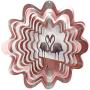WorldaWhirl Whirligig 3D Wind Spinner Pink Flamingo Bird Pair Heart Garden Twister Home Decor Stainless Steel (12 Inch)
