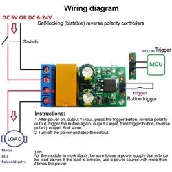 DR55B01 DC Motor forward/Reverse Controller Board, Self Locking Reverse Polarity Relay Motor Control Module (DC 6-24V)