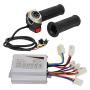 Brush Controller with Throttle Handle Kit, 24V 500W Durable Aluminum Alloy & Plastic Universal Brush Controller with LCD Display Electric Bicycle Modification Accessories