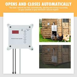 CO-Z Automatic Chicken Coop Door, Auto Chicken Door with Timer, Electric Poultry Chicken Coop Door Opening Motor with Remotes, Full Aluminum Coop Door with Light Sensing Operator for Smart Home Farms