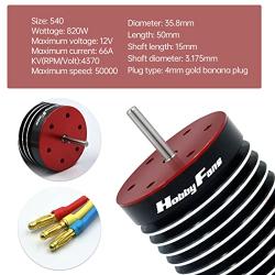 Hobby Fans Waterproof F540 9T 4370KV 3.175mm Shaft Brushless Motor with 60A ESC for 1/10 RC Racing Car Off-Road Truck