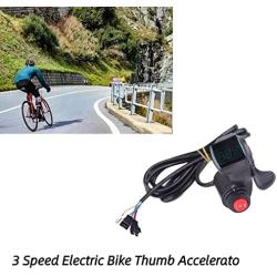 VGEBY Thumb Accelerator, 3 Speed Switch Electric Bike Thumb Accelerator with LCD Digital Battery Voltage Display