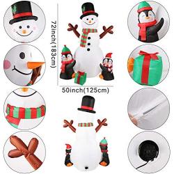 OurWarm 6ft Christmas Inflatables Christmas Decorations Outdoor, Inflatable Snowman Penguin Blow Up Yard Decorations with Rotating LED Lights for Indoor Outdoor Christmas Decorations Yard Garden Decor