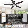 Indoor & Outdoor 52 Inch Ceiling Fan With DC Motor, 10 speeds Ceiling Fan With Dimmable LED Light, Modern Smart Ceiling Fan With Remote, APP, Alexa, Siri & Google Home