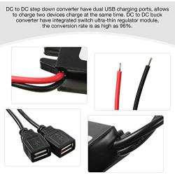 2 Pieces DC Converter 12V to 5V 3A 15W DC Buck Converter Module, DC to DC Reduced Voltage Regulator Car Power Converter Output Power Adapter (Double USB Interface)