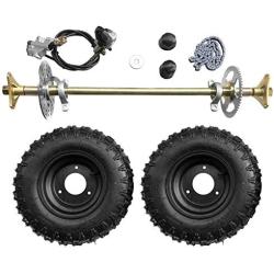 Togarhow 740mm 29 inch Go Kart Rear Axle Assembly Complete Wheel Hub Kit & 13 * 5-6 Wheel Tires With Rim & Brake Assembly & T8F Chain Suitable for DIY Go Kart Quad, Trike, Drift Bikes