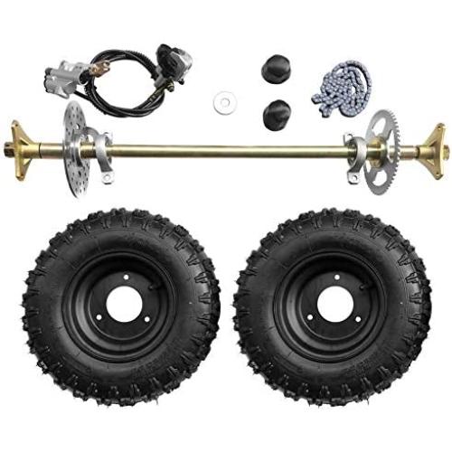 Togarhow 740mm 29 inch Go Kart Rear Axle Assembly Complete Wheel Hub Kit & 13 * 5-6 Wheel Tires With Rim & Brake Assembly & T8F Chain Suitable for DIY Go Kart Quad, Trike, Drift Bikes
