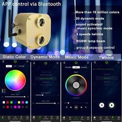 AZIMOM Bluetooth 20w Upgraded Fiber Optic Lights Twinkle Star Ceiling Lighting Kits 700pcs*0.03in*9.8ft Fiber Strands Dual Port RGBW Sound Remote Control Light Source Home Indoor Car Ceiling Decor