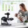 Juicer Machines,Slow Masticating Juicer Extractor Machines Easy to Clean,Cold Press Juicer with Quiet Motor and Reverse Function,Two Speed Modes,for Vegetable and Fruit
