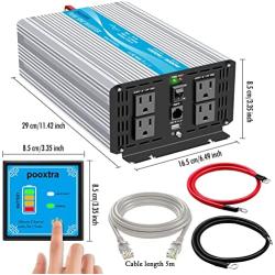 POOXTRA Power Inverter 1500 Watt Pure Sine Wave Inverter 12V DC to 110V/120V AC Converer with 4 AC Outlets,2.1A USB Ports,16.4ft Remote Control and Dual Cooling Fans-Peak 3000W