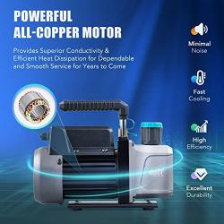 Orion Motor Tech 3.5cfm Vacuum Pump, 1 Stage HVAC Vacuum Pump for R12 R22 R134a R410a Systems, Small 1/4hp 38 Micron Vacuum Pump for Air Conditioner Servicing Resin Degassing and More, Oil Included