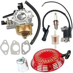 Hilom GX 340 Carburetor Carb with Recoil Starter for Honda GX340 GX390 GX 390 13HP 4-Stroke Engine Lawn Mower Tiller Cultivator Replace 16100-ZF6-V01 5244827