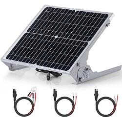 SUNER POWER 24V Waterproof Solar Battery Trickle Charger & Maintainer - 20 Watts Solar Panel Built-in Intelligent MPPT Solar Charge Controller + Adjustable Mount Bracket + SAE Connection Cable Kits