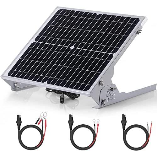 SUNER POWER 24V Waterproof Solar Battery Trickle Charger & Maintainer - 20 Watts Solar Panel Built-in Intelligent MPPT Solar Charge Controller + Adjustable Mount Bracket + SAE Connection Cable Kits
