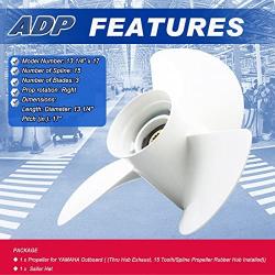 V/N Aluminum Outboard Propeller 1/4 x 17-K Compatible with Yamaha Engines 60HP 70HP 75HP 80HP 85HP 90HP 115HP 130HP- 15 Tooth-RH Replaces 6E5-45945-01-EL - Boat Motor Aluminum Propeller, white
