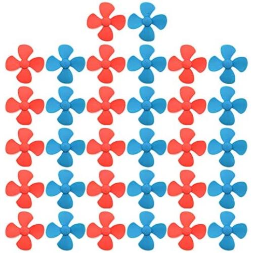 EUDAX Micro DC Motor 2mm Shaft Propeller with 4 Vanes 80mm Fan Shape for Fan Leaves Ship Model RC Boat DIY Airplane Science and Education Toys (32PCS)