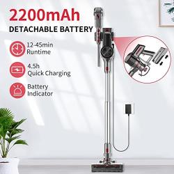 Cordless Vacuum Cleaner, 300W Brushless Motor with 26Kpa Powerful Suction Stick Vacuum, Up to 45Mins Max Runtime Detachable Battery