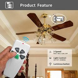 Universal Ceiling Fan Remote Control Kit, Replacement for Harbor Breeze, Hunter, Hampton Bay, Litex, 3-Speed, Light Dimmer, with Receiver FAN28R, Replace FAN-53T 2AAZPFAN-53T FAN-11T KUJCE9103 UC7030T