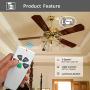 Universal Ceiling Fan Remote Control Kit, Replacement for Harbor Breeze, Hunter, Hampton Bay, Litex, 3-Speed, Light Dimmer, with Receiver FAN28R, Replace FAN-53T 2AAZPFAN-53T FAN-11T KUJCE9103 UC7030T
