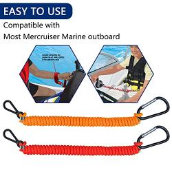 8M0092850 Boat Kill Switch Lanyard Compatible with Mercruiser Marine Emergency Tether - Replacement for 823037A09 Red + Orange Cord 54 Inch/137cm Long Aluminum Alloy Clip
