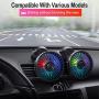 Car Cooling Fan, 12V/24V 360° Adjustable Dual Head Cooling Air Fan Brushless Motor Low Noise Automobile Vehicle Fan Micro for Car/SUV/RV/Truck/Boat Use (With Coloured Light)