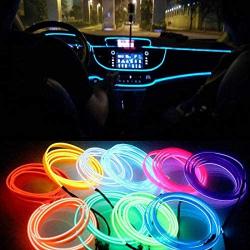 3m Auto Car Neon LED Panel Gap String Strip Light, Glowing Electroluminescent Wire/El Wire Lamp, Cold Strobing for Automotive Interior Car Decor Decorative Atmosphere(blue)