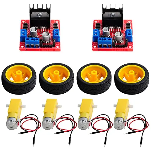 Stemedu 4 Sets DC Gearbox TT Motor and 2PCS L298N Stepper Motor Drive Controller Module