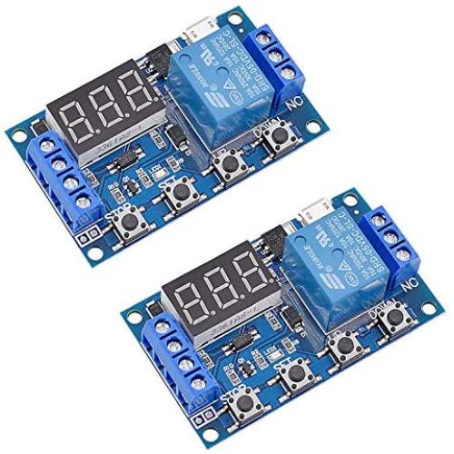 [2 Pack] DC 6-30V Timer Relay Programmable Delay Relay Module Cycle Timer with LCD Display / 5V Micro USB, Smart Home Controller