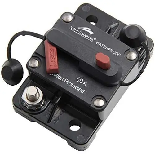 Circuit de Sortie Marine Jeune pour Têtière de Remorquage avec Réinitialisation Manuelle, Étanche, 12V - 48V DC Circuit de Sortie Marine Jeune pour Têtière de Remorquage avec Réinitialisation Manuelle, Étanche, 12V - 48V DC
