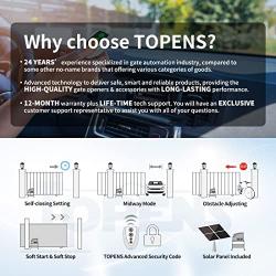 TOPENS DKC500S Solar Sliding Gate Opener Chain Drive Automatic Gate Motor for Heavy Driveway Slide Gates Up to 1300 Pounds, Electric Gate Operator Battery Powered with Solar Panel Remote Control Kit