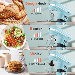 Yoifo 7 Speed Stand Mixer（inclued P Speed）- Peak Power 600W Kitchen Electric Mixer，4.75-QT Tilt-Head Food Mixer with Dough Hook, Whisk, Beater & BPA-Free Dust Cover (Blue)