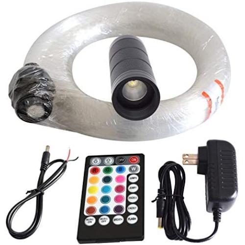 LED Fiber Optic Star Ceiling Light Kit for Car or Room 6W RGB with Music Mode Remote Controller 300 Strands 0.75mm/0.03in 2m/6.5ft Star Headliner Kits