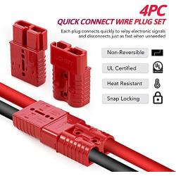 Orion Motor Tech Wire Connector 4 Pack, 175A Wire Harness Plug Kit for 2 to 4 Gauge Cables, 12V to 36V Battery Quick Connect Disconnect Set for Car Bike ATV Winches Lifts Motors More, Set of 4, Red