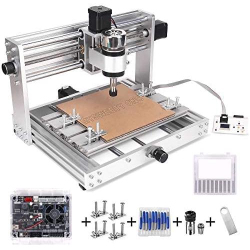 MYSWEETY CNC 3018 MAX Engraver Machine, GRBL Control DIY CNC Machine with 200W Spindle Motor, 3 Axis Pcb Milling Machine, Wood Router Engraver with Offline Controller and ER11 and 5mm Extension Rod