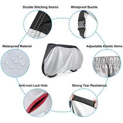 EUGO Bike Cover for 2 or 3 Bikes Outdoor Waterproof Bicycle Motorcycle Covers XL XXL Oxford Fabric Rain Sun UV Dust Wind Proof for Mountain Road Electric Bike (Black+Silver-210D-XL for 2 Bikes)