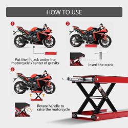 VIVOHOME Motorcycle Wide Deck Scissor Lift Jack with Steel Motorcycle ATV Scissor Lift Jack Crank Hoist Stand