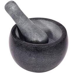 Divit Shilp Mortar and Pestle, Made of Heavy Duty Polished Hard Stone, Natural Stone Grinder for Spices, Pastes, Herbs, Seasoning etc. (Grey Original)