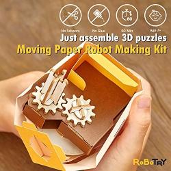 ROBOTRY Moving Paper Robots Making Kit, ARR | Spur Gear - Learn Very Basic 5 Robot Mechanisms | Intermediate 3D Puzzles DIY Paper Crafts for Kids & Seniors | STEM Educational Science Kits