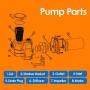 Pool Pump, 2 HP Dual Speed In/ Above Ground Self Priming Pool Pumps, 109 GPM Max Flow, Hardwired Inground Pump w/ Strainer Basket, 1.5