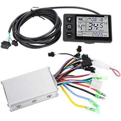 Yunir Brushless Motor Controller, Waterproof 24V-48V Motor Controller, LCD Display Electric Bike Scooter Brushless Controller Kit(36V/48V 350W)