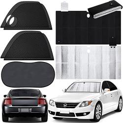 7 Pack Car Curtains Divider Privacy Car Window Screens Car Window Shade 55 x 27.6 Inch Windshield Sun Shade Breathable Mesh Baby Car Window Covers for Camping Blackout Vehicle Glare UV Rays Kids