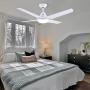 48-in Ceiling Fan with Lights and Remote, Newday White Ceiling Fan with 4 Reversible Blades, Quit Motor, 3 Speed, Modern Ceiling Fan Adjustable Color Temperature, for Indoor/Outdoor