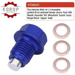 Oil Drain Plug (M14 x 1.5 MM) Made of 7075 Aluminum with Neodymium Magnet Fits for Honda Acura Ford GM Mazda Hyundai KIA And More Vehicles