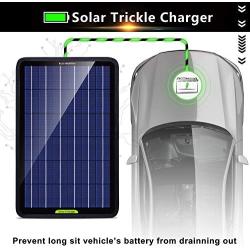 ECO-WORTHY 12 Volt 10 Watt Solar Car Battery Charger & Maintainer, Solar Panel Trickle Charger, Portable Power Backup Kit with Alligator Clip Adapter for Car, Boat, Automotive, Motorcycle, RV