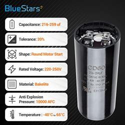 216-259 uf MFD 220-250 VAC 50/60 Hz SC0080 CD60 Round Motor Start Capacitor Replacement Part by BlueStars - Exact Fit for Any Brand with The Same Capacitance Capacity and Voltage