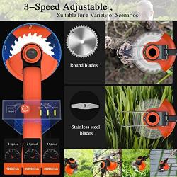 TuosTeees Cordless Weed Wacker Grass Trimmer with 2 24V Batteries & Charger, Brushless Motor, 3-Speed Adjustable, Cutting Circle Ø 15 cm, 90° Rotating Trimmer Head & Handle, orange