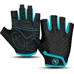 HUANLANG Bike Gloves for Men Women Cycling Gloves Half Finger Mountain Biking Gloves Gel Padded Anti Slip Breathable Fingerless Motorcycle Gloves for Gym Bicycle Workout Gloves