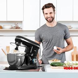 Stand Mixer, Rozi 660W 6-Speed Tilt-Head Food Mixer, Dough Mixer with 6-Quart Stainless Steel Bowl, Dough Hook, Mixing Beater & Whisk, Splash Guard