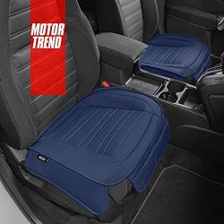 Motor Trend Blue Faux Leather 2-Pack Car Seat Cover for Front Seats, Padded Car Seat Protectors with Storage Pockets, Premium Interior Covers, Front Seat Covers for Cars Truck SUV Auto